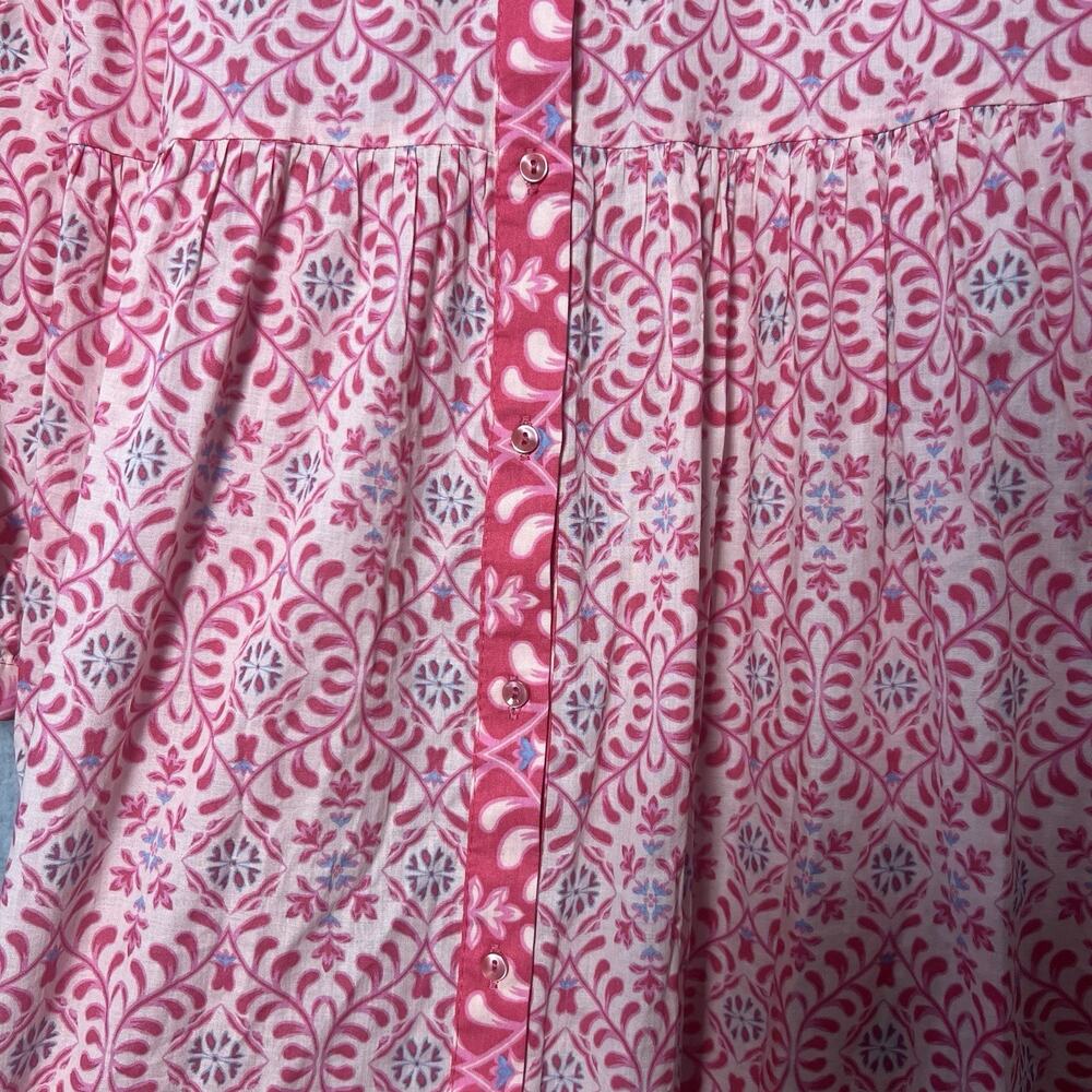 Zara pink floral print cotton tiered midi shirt dress Size XS Size 2 - Picture 8 of 8